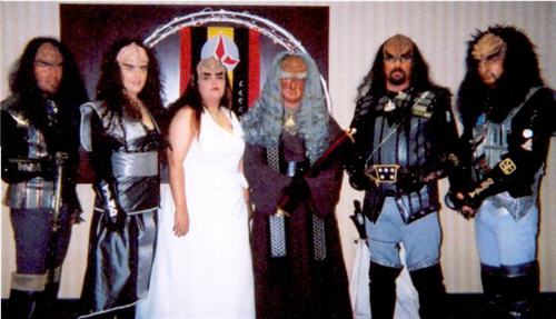 A picture of the wedding party at a Klingon wedding