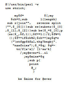 Picture of Perl code that outputs marriage proposal