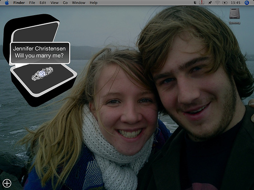Picture of custom desktop widget marriage proposal